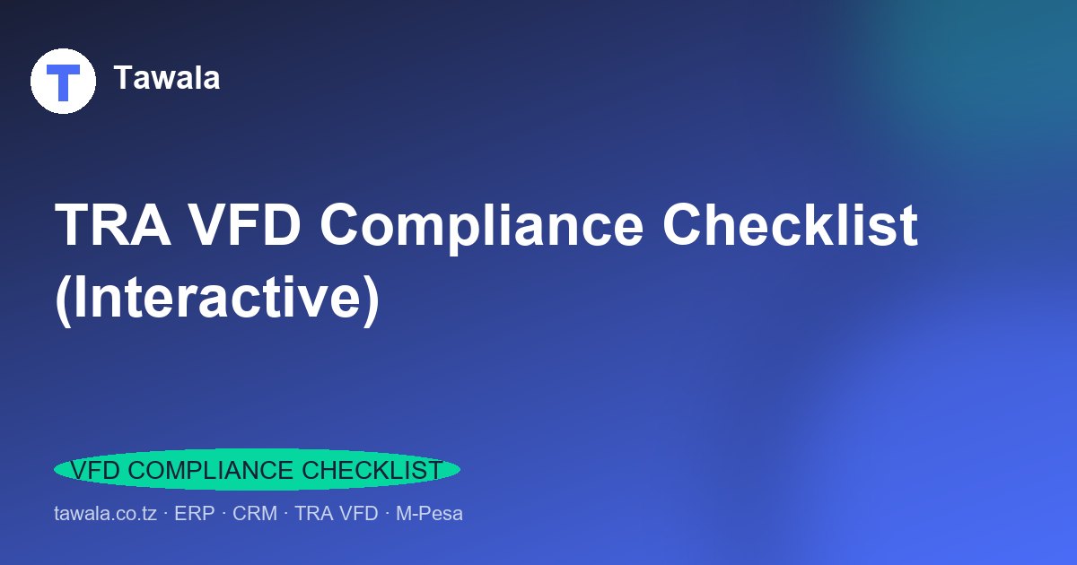 TRA VFD Compliance Checklist (Interactive) | Tawala